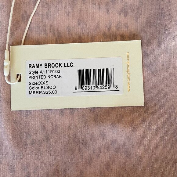 NWT Ramy Brook NY Silk Printed Norah Sleeveless V-Neck Top in Blush, Size: XXS - Picture 10 of 12
